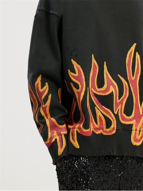 Graffiti Flame Sweatshirt PALM ANGELS | PMBA065F22FLE0051025